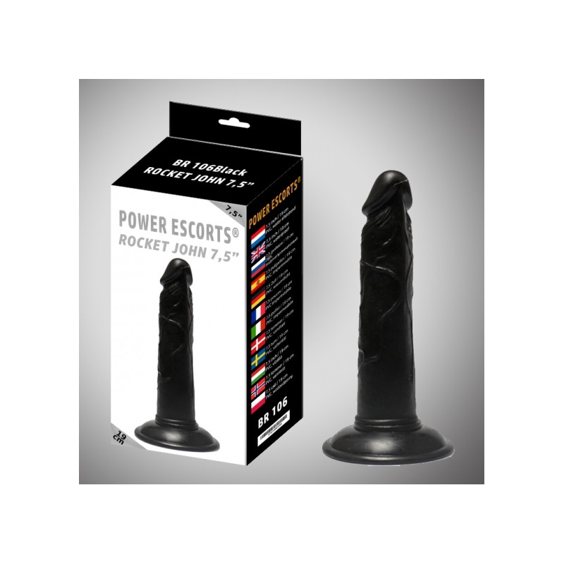 Rocket john 7,5 inch black realistic dildo 7,5 inch / 19 cm